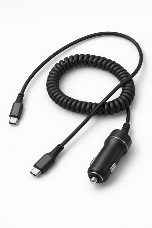 Saviyon Type-C to Type-C Coiled Car Charging Cable | Fast USB-C Charger Cord
